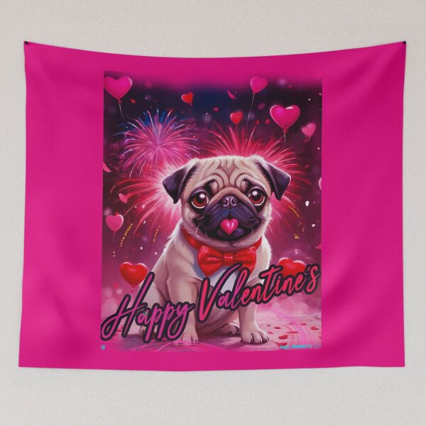Item preview, Pug HAPPY HOLIDAYS 170 Valentines Day HAPPY VALENTINES DAY designed and sold by RedBluffTraders.