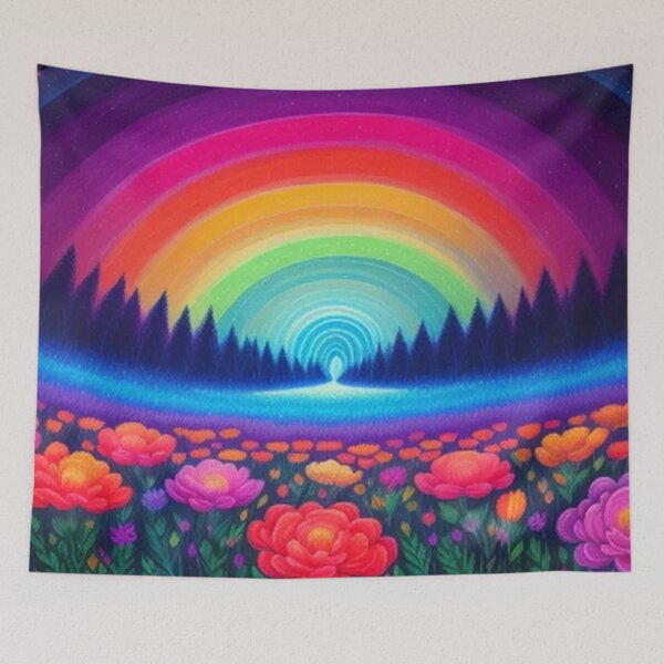 Item preview, Rainbow Flower Fields and Trees designed and sold by TheDarkWardrobe.
