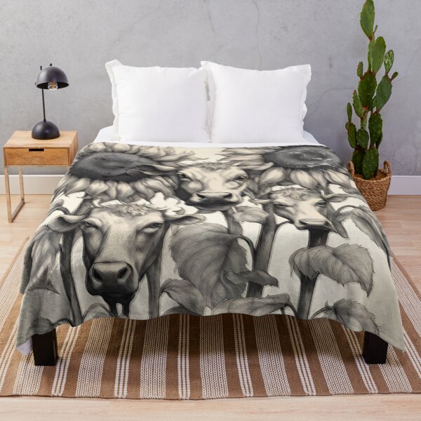 Artikelvorschau, Sonnenblumen-Blumenmuster mit niedlichen Kuhköpfen und Löwengesichtsbildern entworfen und verkauft von Cuteanimalgifts.