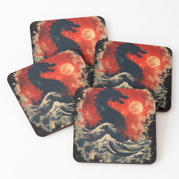 Item preview, Crimson Eclipse: Dragon's Embrace Over Mount Fuji designed and sold by dungeonwarriors.