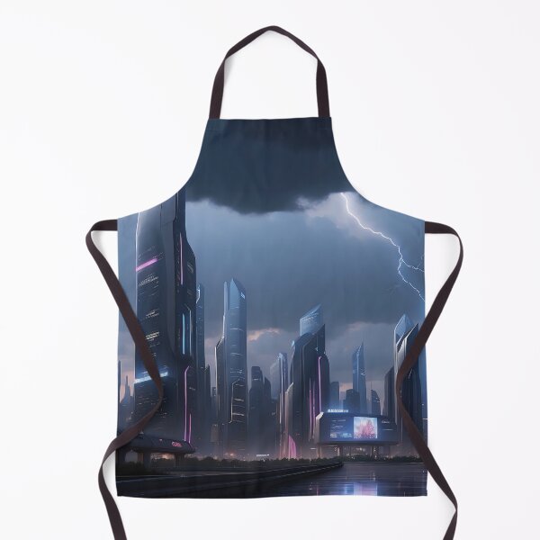 Item preview, Neon-lit futuristic metropolis with an impending storm. designed and sold by ArtComixHaven.