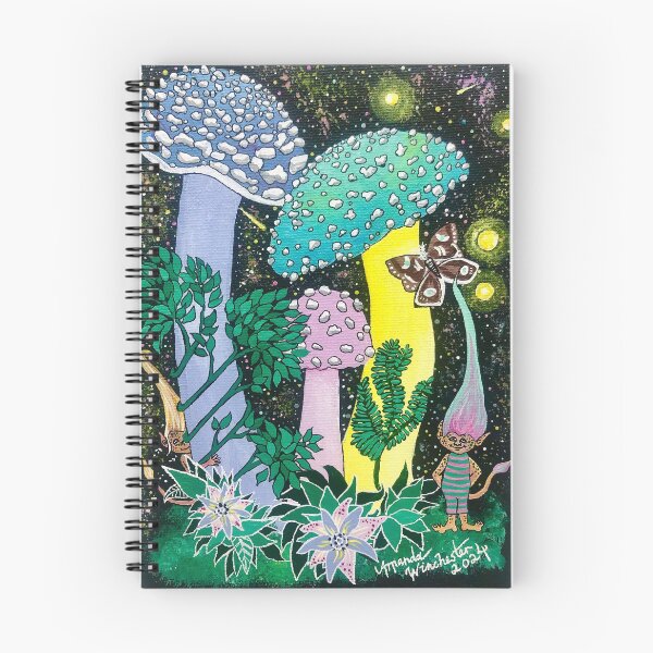 Item preview, Pastel Trolls and Mushrooms Against a Starry Sky designed and sold by Amanda Winchester.