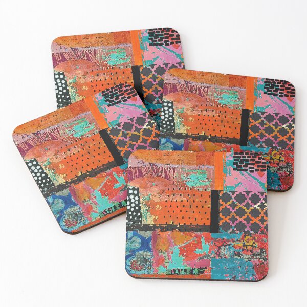 Item preview, Fire Abstract Art Collage in Orange, Fuchsia, Teal, Black & White designed and sold by Sheree Burlington.