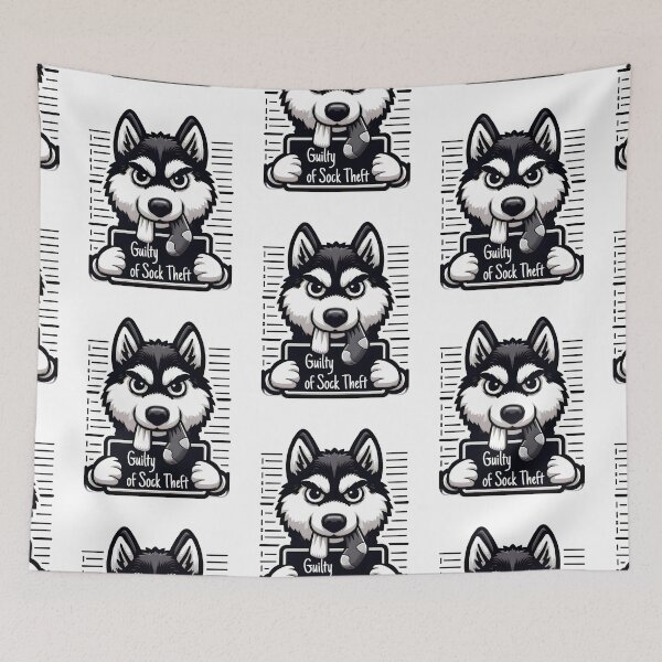 Item preview, Husky  - guilty of sock theft designed and sold by digital.stickerperso.com.