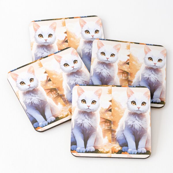 Item preview, young white cat sitting designed and sold by janjacbu.