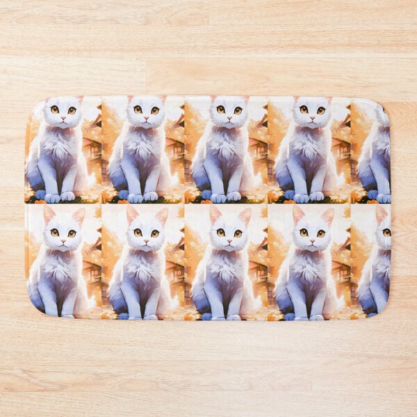Item preview, young white cat sitting designed and sold by janjacbu.