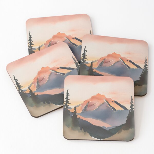 Item preview, Mountain Sunset Watercolor  designed and sold by CharmStudio.