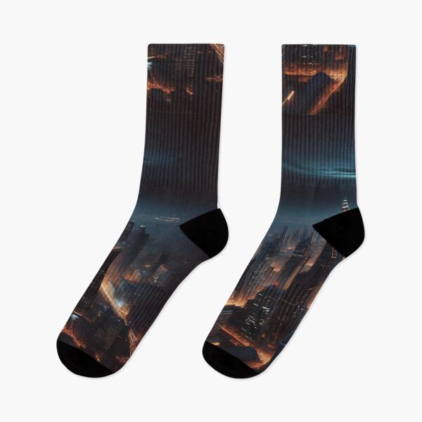 Item preview, Nuclear explosion over city at twilight, lights ablaze. designed and sold by ArtComixHaven.