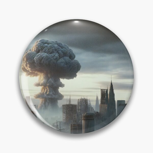Item preview, Nuclear mushroom cloud rising above desolate cityscape at dawn. designed and sold by ArtComixHaven.