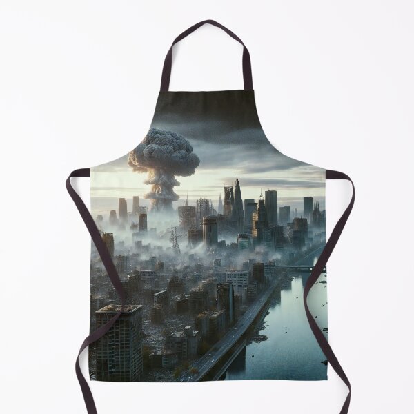 Item preview, Nuclear mushroom cloud rising above desolate cityscape at dawn. designed and sold by ArtComixHaven.