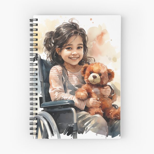 Item preview, Bear Hug Bliss - A Little Girl In A Wheelchair Hugging Her Teddy Bear - Children Art - Watercolor Art designed and sold by CastleBySea.