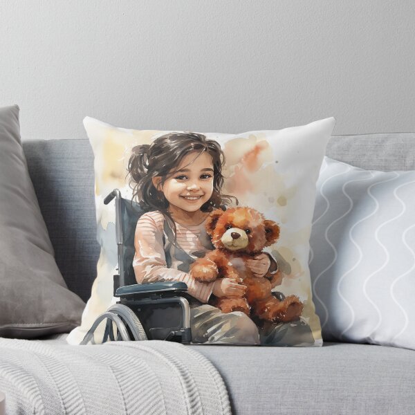Item preview, Bear Hug Bliss - A Little Girl In A Wheelchair Hugging Her Teddy Bear - Children Art - Watercolor Art designed and sold by CastleBySea.