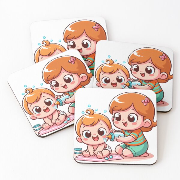 Item preview, A cartoon character of a baby playing with his sister designed and sold by nada-art.