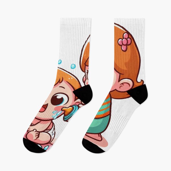 Item preview, A cartoon character of a baby playing with his sister designed and sold by nada-art.