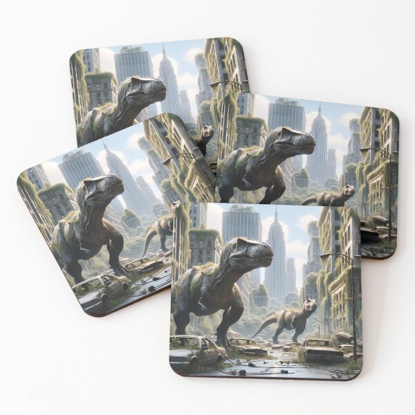 Item preview, Two T Rex wander in overgrown city ruins. designed and sold by ArtComixHaven.