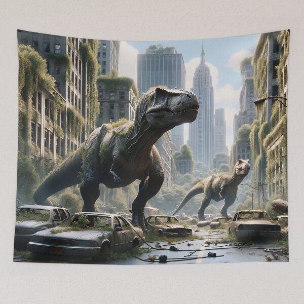 Item preview, Two T Rex wander in overgrown city ruins. designed and sold by ArtComixHaven.