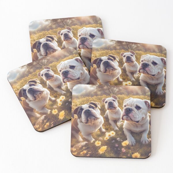 Item preview, A Bunch of Cute Bull Dogs in Flowers Wide Angle Lens Cute. Bullies designed and sold by Stephanie Laird.