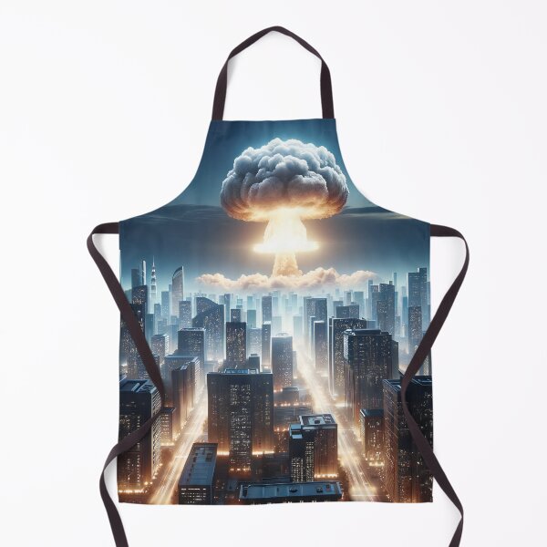 Item preview, Futuristic city with nuclear explosion at twilight. designed and sold by ArtComixHaven.