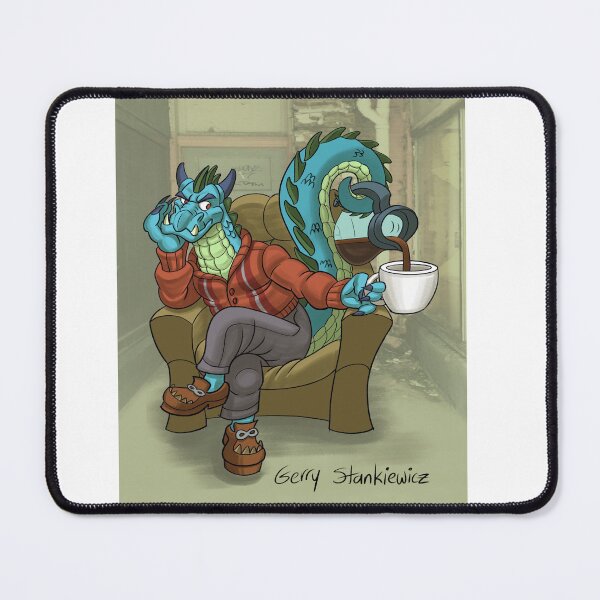 Item preview, Dragon in Sweater with Coffee designed and sold by Gerry Stankiewicz.
