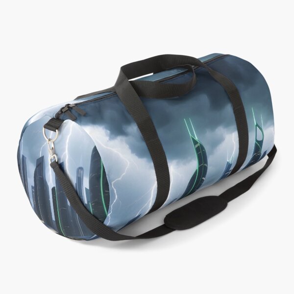 Item preview, Stormy night over futuristic cityscape with striking lightning. designed and sold by ArtComixHaven.