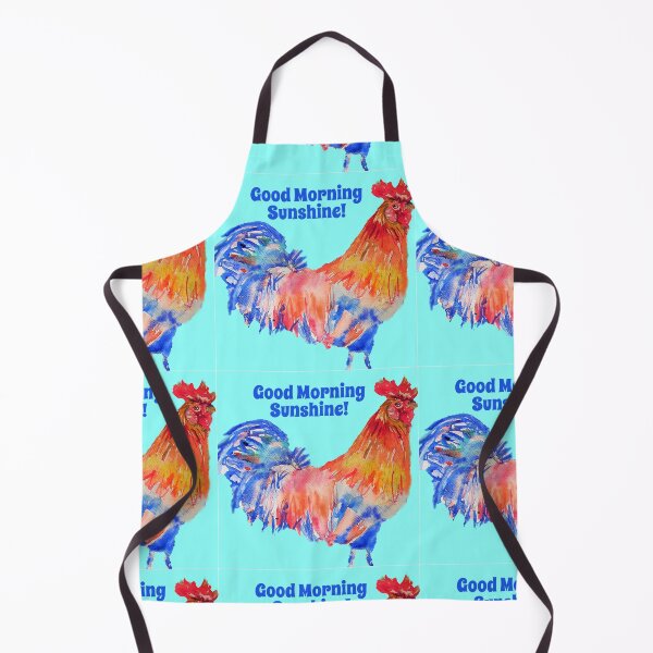 Item preview, Rooster Chicken Watercolor Good Morning Sunshine on Aqua designed and sold by Sarah Rajkotwala.
