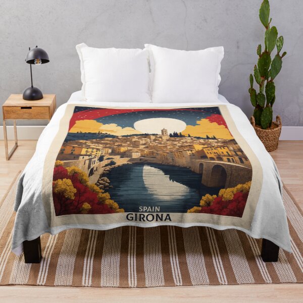 Item preview, Spain Girona Starry Night and Moon Tourism Vintage Poster designed and sold by TravelersGems.