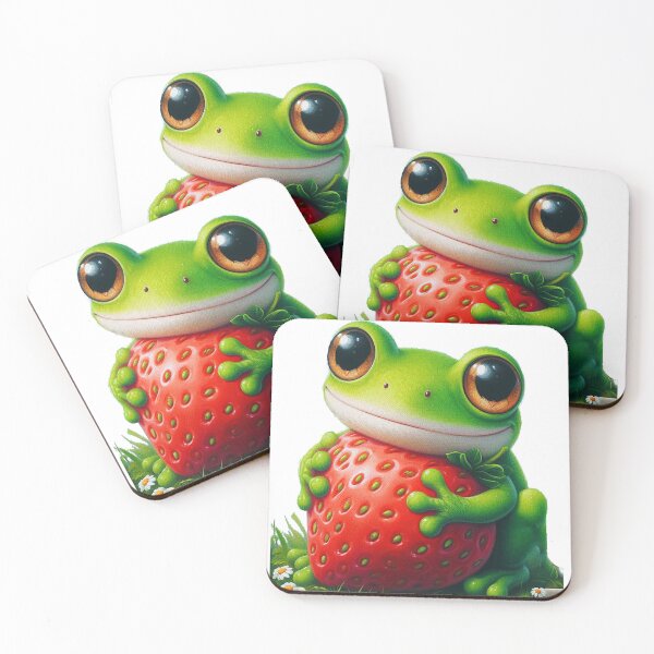 Item preview, Frog with strawberry Card designed and sold by Tamer ⭐⭐⭐⭐⭐.