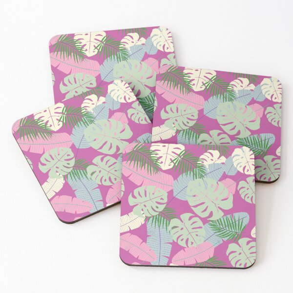 Item preview, Bold bright pink and green tropical leaf pattern designed and sold by BritishDelights.