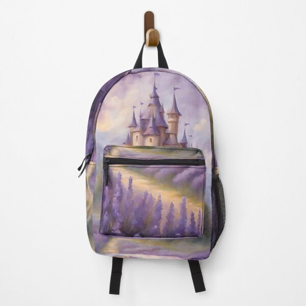Item preview,  Fairytale Castle in a field of lavender flowers - oil painting  designed and sold by Fantasy Cache.