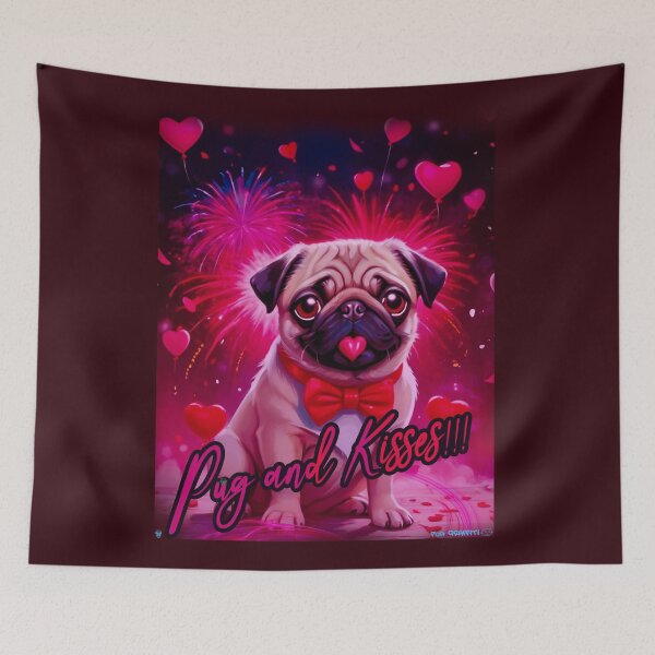 Item preview, Pug HAPPY HOLIDAYS 170 Valentines Day PUG and KISSES designed and sold by RedBluffTraders.