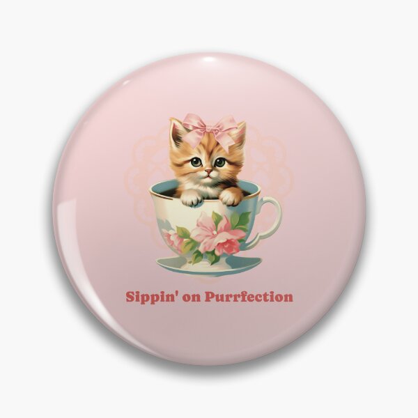 Item preview, Charming Coquette Cat Sipping Tea - Cute Kitten designed and sold by ElLocoMus.