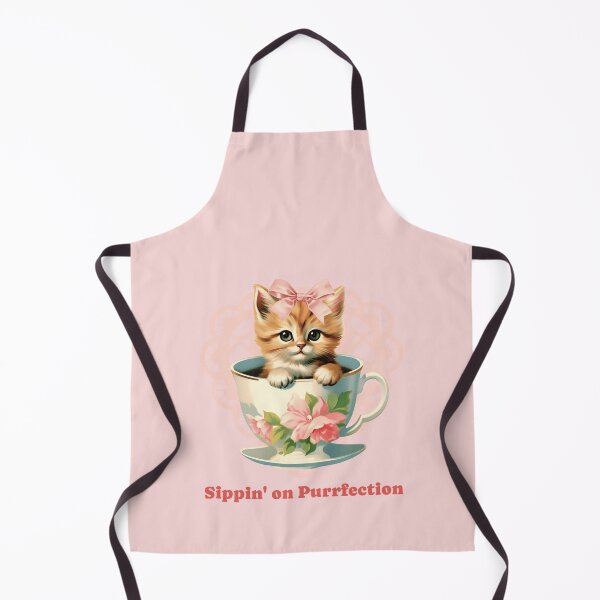 Item preview, Charming Coquette Cat Sipping Tea - Cute Kitten designed and sold by ElLocoMus.