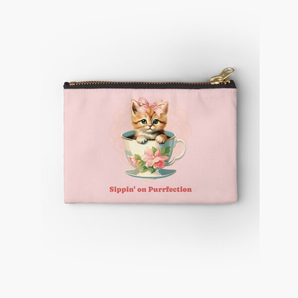 Item preview, Charming Coquette Cat Sipping Tea - Cute Kitten designed and sold by ElLocoMus.