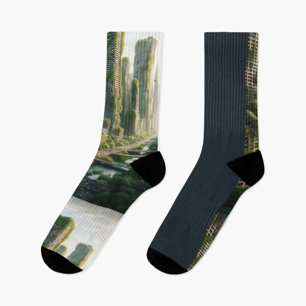 Item preview, Overgrown skyscrapers in a lush, post-human cityscape designed and sold by ArtComixHaven.