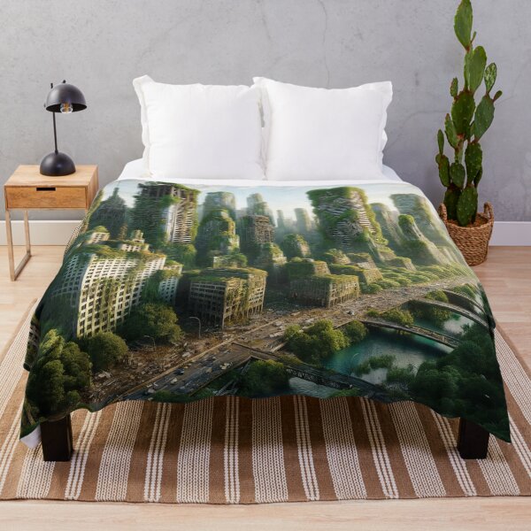 Item preview, Overgrown skyscrapers in a lush, post-human cityscape designed and sold by ArtComixHaven.