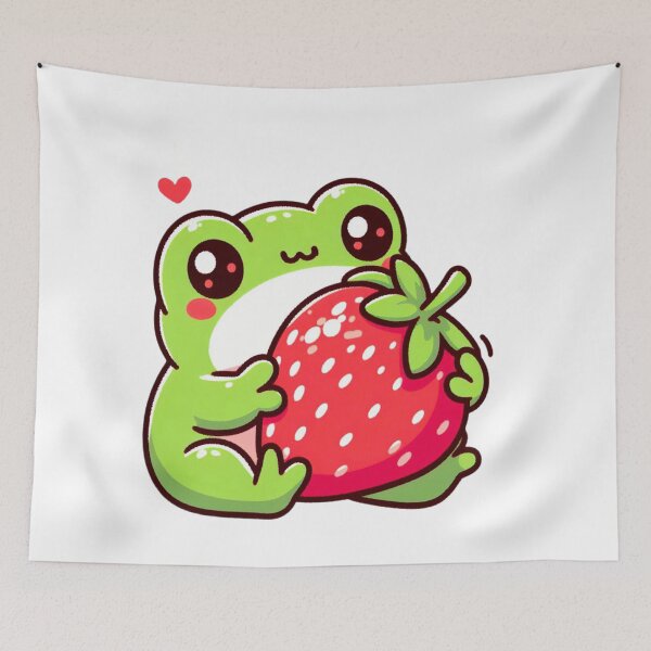 Item preview,  Kiwaii Frog With Strawberry Card designed and sold by Tamer ⭐⭐⭐⭐⭐.