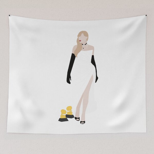 Item preview, 2024 Taylor Swift Grammy Awards white dress outfit with black gloves designed and sold by Ella's  Doodles And Designs.