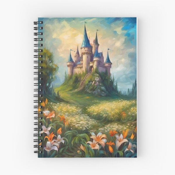 Item preview, Castle in a field of lilies flowers - oil painting  wild flowers designed and sold by Fantasy Cache.