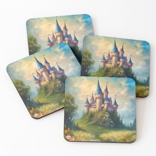 Item preview, Castle in a field of lilies flowers - oil painting  wild flowers designed and sold by Fantasy Cache.