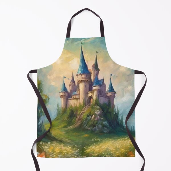 Item preview, Castle in a field of lilies flowers - oil painting wild flowers designed and sold by Fantasy Cache.