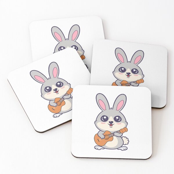 Item preview, Adorable bunny rabbits Playing Acoustic Guitar Cartoon designed and sold by RayanPod.