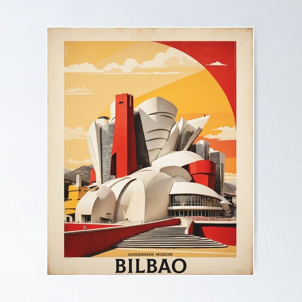 Item preview, Bilbao Guggenheim Museum Spain Tourism Vintage Poster designed and sold by TravelersGems.