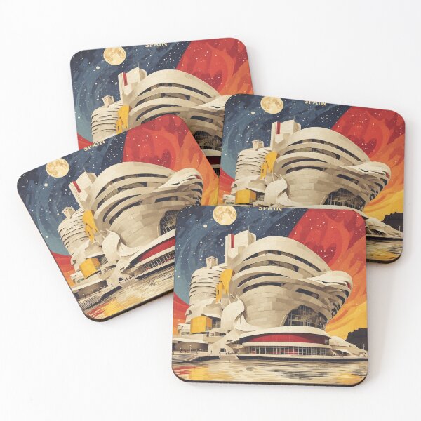 Item preview, Bilbao Guggenheim Spain Starry Night and Moon Tourism Vintage Poster designed and sold by TravelersGems.