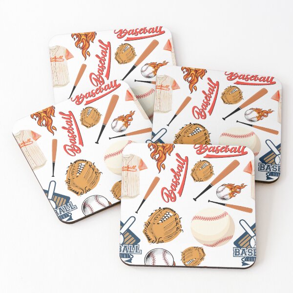Item preview, Baseball pattern of bats, gloves, balls and top in retro style designed and sold by BritishDelights.