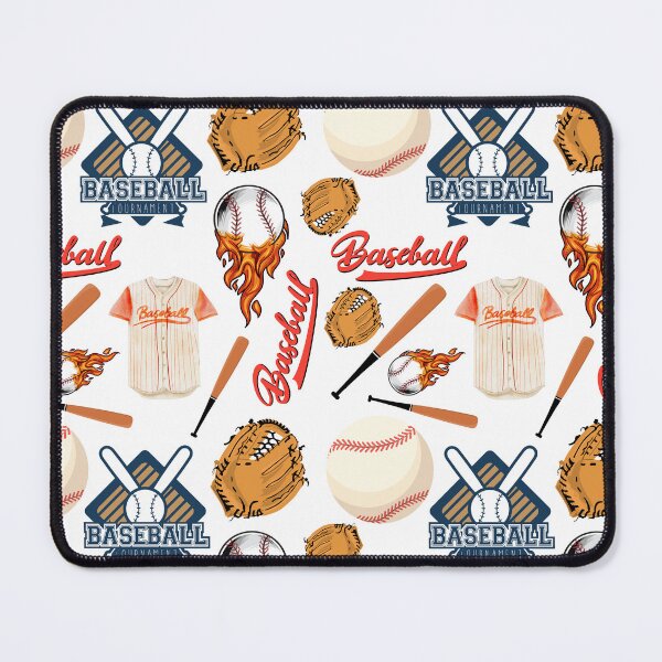 Item preview, Baseball pattern of bats, gloves, balls and top in retro style designed and sold by BritishDelights.