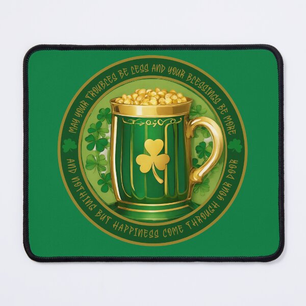 Item preview, Green Tankard with Four Leaf Clovers surrounded by Irish Blessing designed and sold by MimsTees.