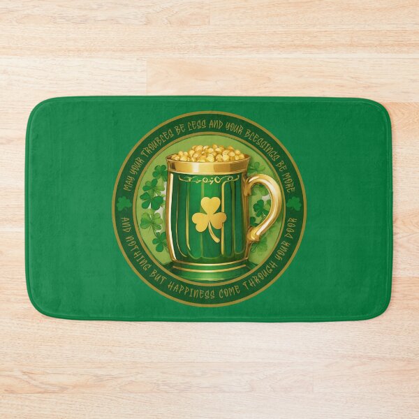 Item preview, Green Tankard with Four Leaf Clovers surrounded by Irish Blessing designed and sold by MimsTees.
