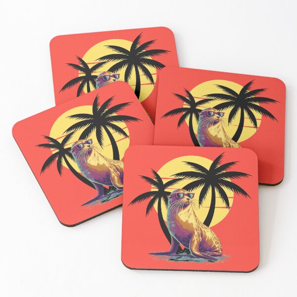 Item preview, Pixelated Sealion with Sunglasses - Tropical Sunset  designed and sold by HausKatz.