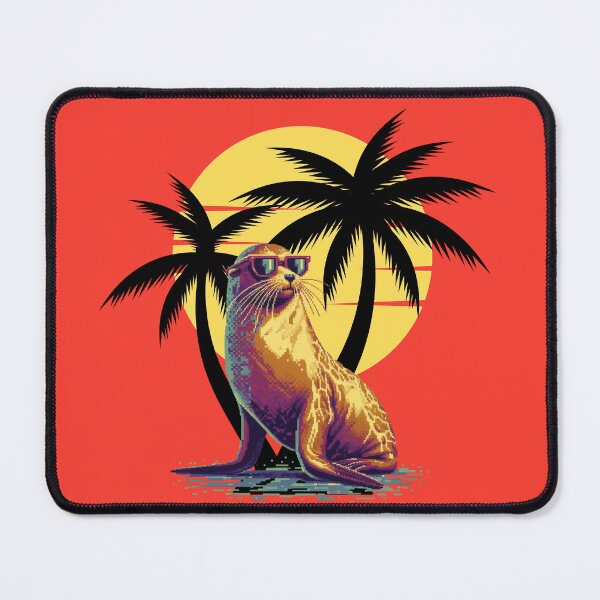 Item preview, Pixelated Sealion with Sunglasses - Tropical Sunset designed and sold by HausKatz.