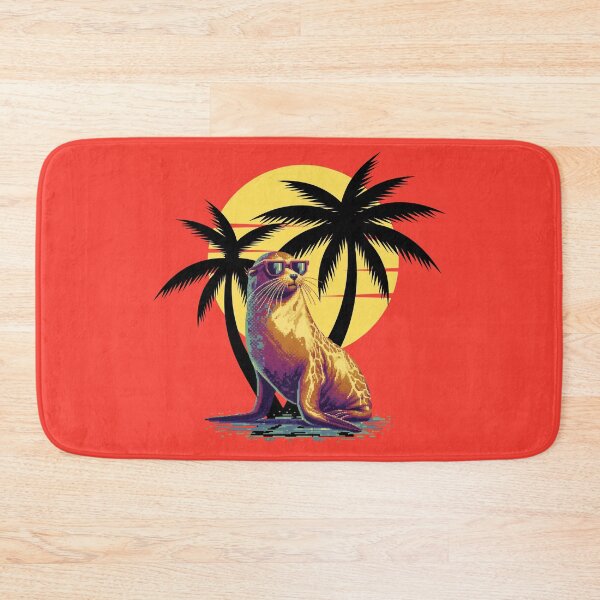 Item preview, Pixelated Sealion with Sunglasses - Tropical Sunset  designed and sold by HausKatz.